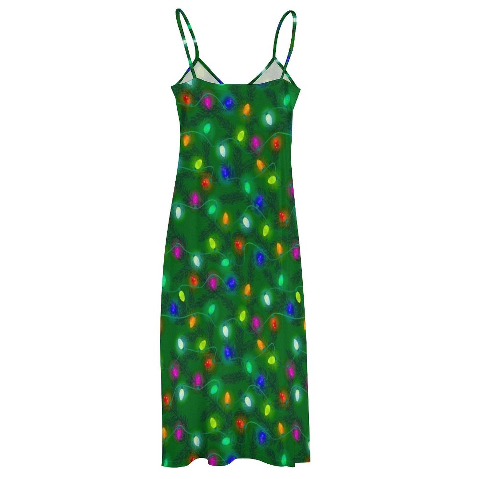 Holiday Lights and Snowflakes on a Green Christmas Tree Sleeveless Dress Aesthetic clothing luxury woman evening dress