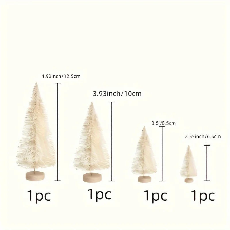 Artificial Mini Wooden Christmas Tree Landscape Tower Pine Small Sisal Christmas Tree Tabletop Ornament New Year Decoration