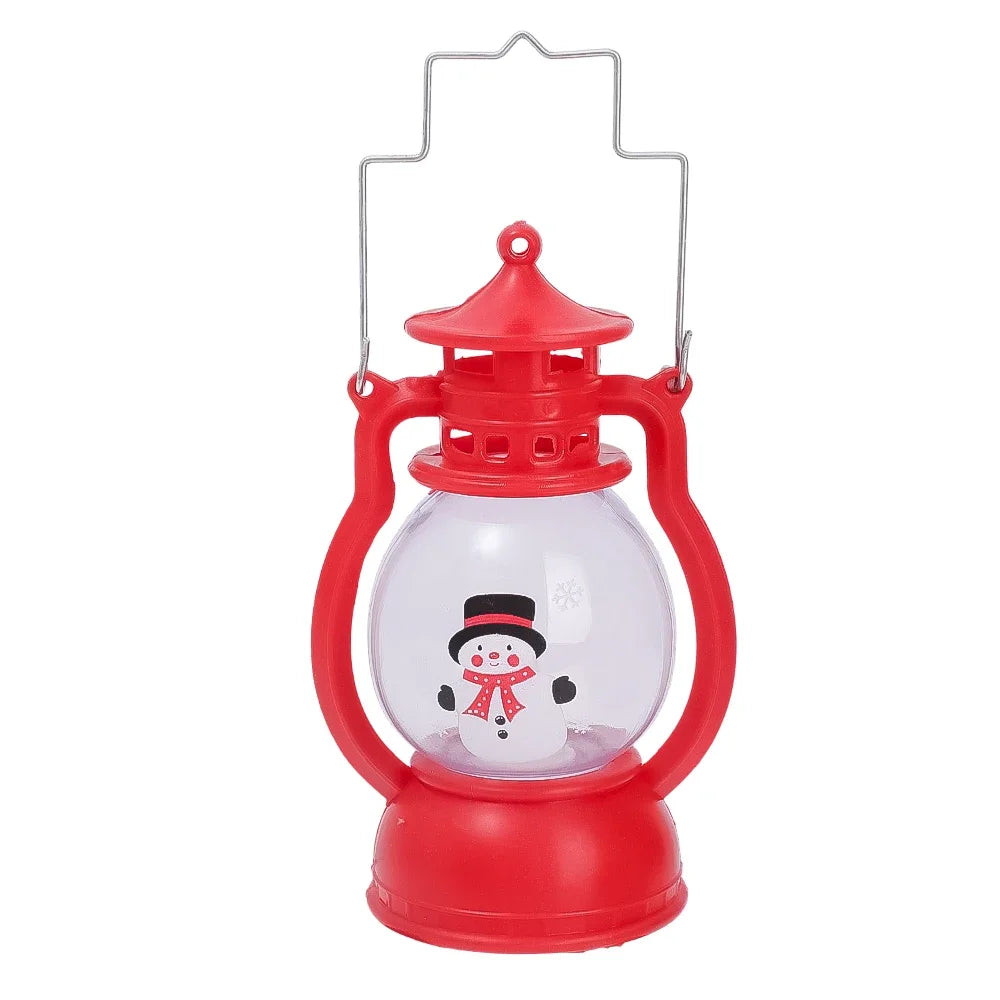 Christmas Small Oil Lamp Portable Santa Claus Snowman Lantern LED Night Light Hanging Ornaments Battery Operated New Year Gifts