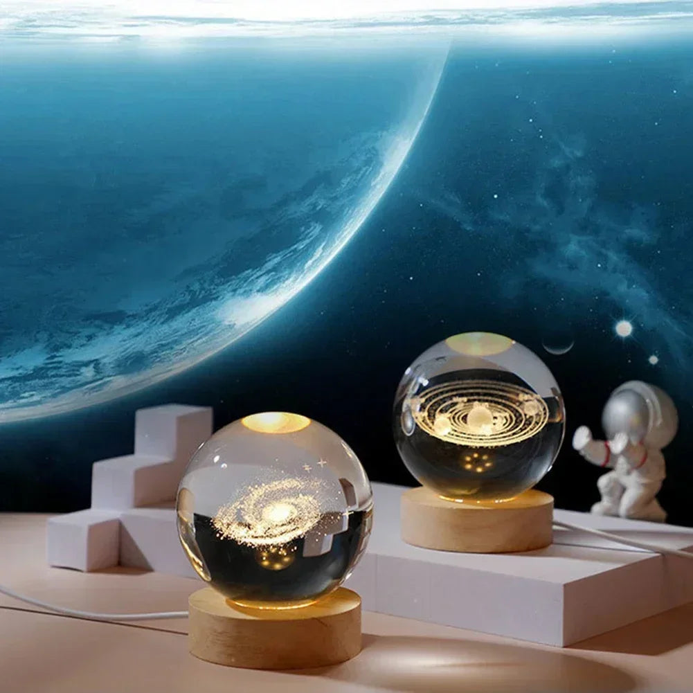 Unique 3D Crystal Ball Lamp with Galaxy and Planetary Projections USB Night Light for Cozy Atmosphere  plasma ball