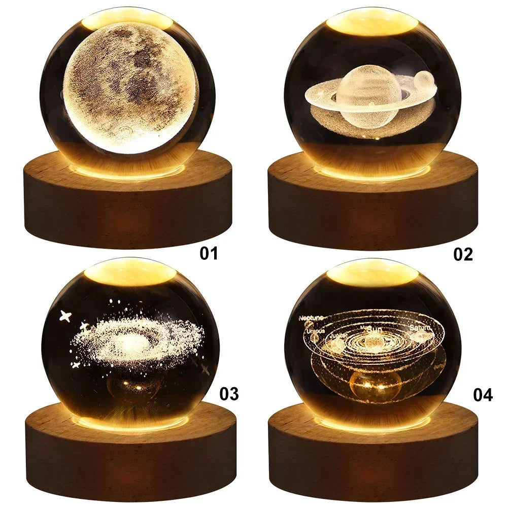 Unique 3D Crystal Ball Lamp with Galaxy and Planetary Projections USB Night Light for Cozy Atmosphere  plasma ball