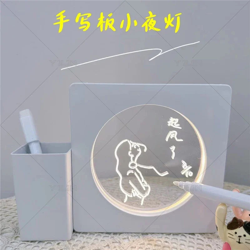 3D Handwriting Tablet Night Light Acrylic DIY Luminous Message Board Desk Lamp 3W Note Writing Board Light For Bedroom Bedside