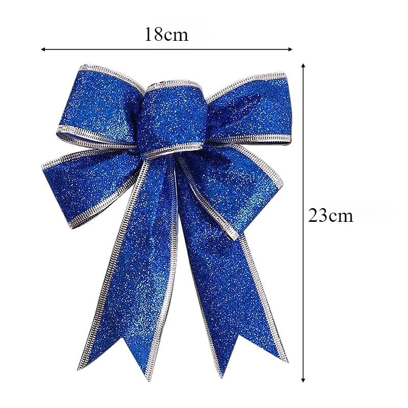 5pcs Glitter Christmas Bows Xmas Tree Ornaments Big Bowknot New Year Christmas Holiday Party Decoration Gifts Wreath Ribbon Bows