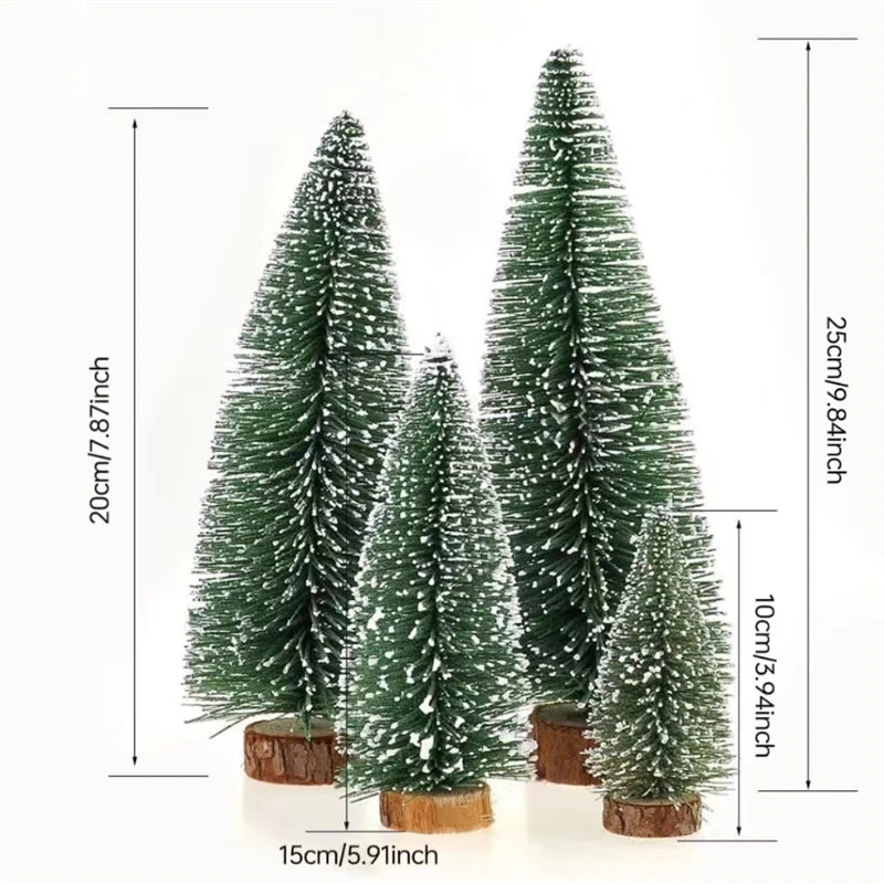 Artificial Mini Wooden Christmas Tree Landscape Tower Pine Small Sisal Christmas Tree Tabletop Ornament New Year Decoration