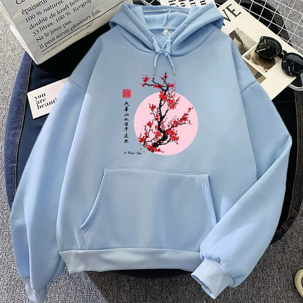 Dropshipping Customized Japanese Blossom Sakura Print Hoodie Casual Winter Hooded Pullovers Sudaderas Women/Men Clothing Flowers