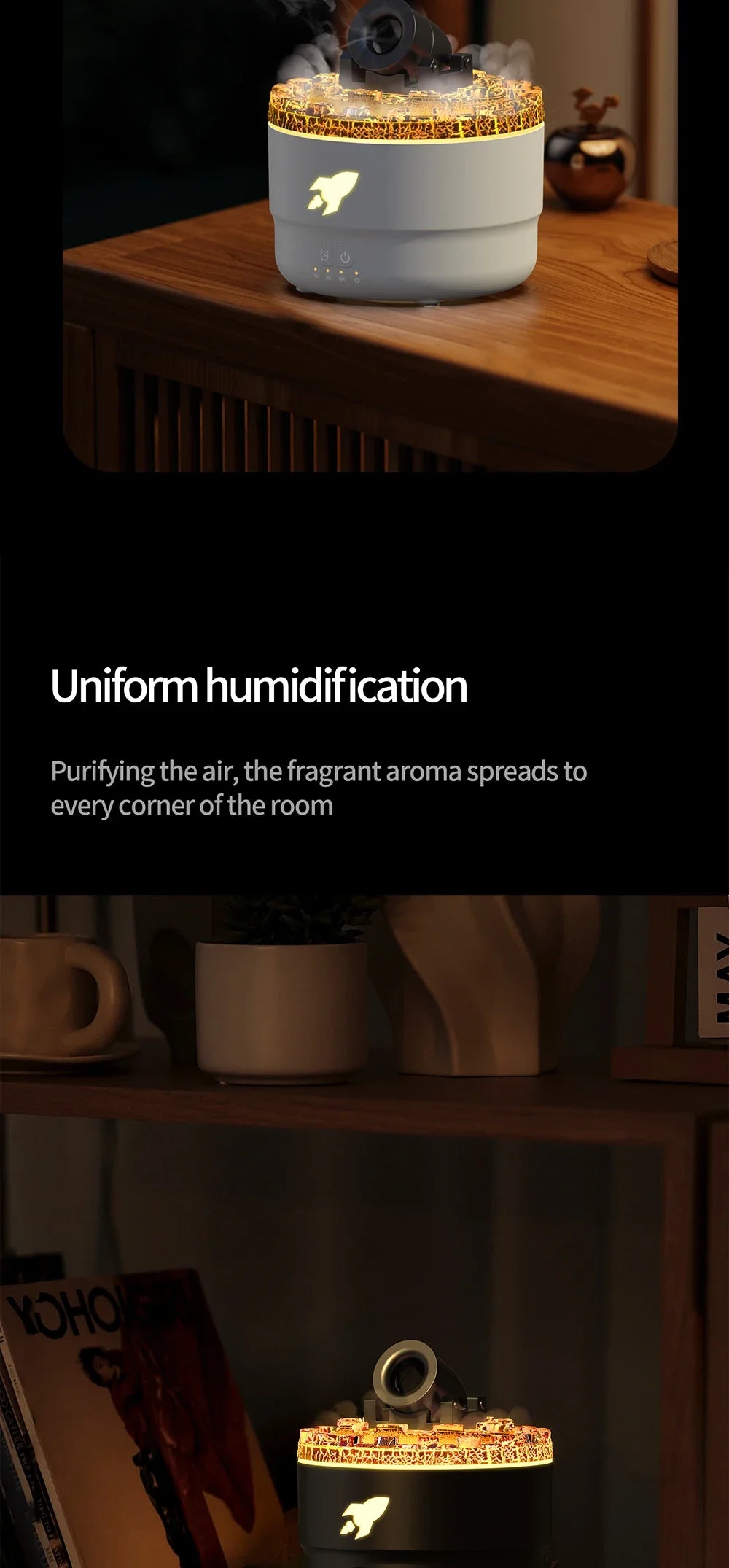 Xiaomi Volcanic Crack Light Artillery Air Humidifier Aromatherapy Diffuser for Home Desktop Spray Electric Aroma Diffuser