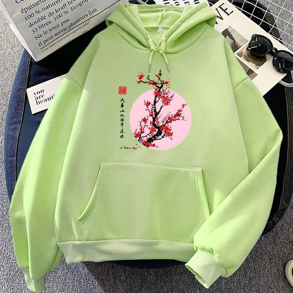 Dropshipping Customized Japanese Blossom Sakura Print Hoodie Casual Winter Hooded Pullovers Sudaderas Women/Men Clothing Flowers