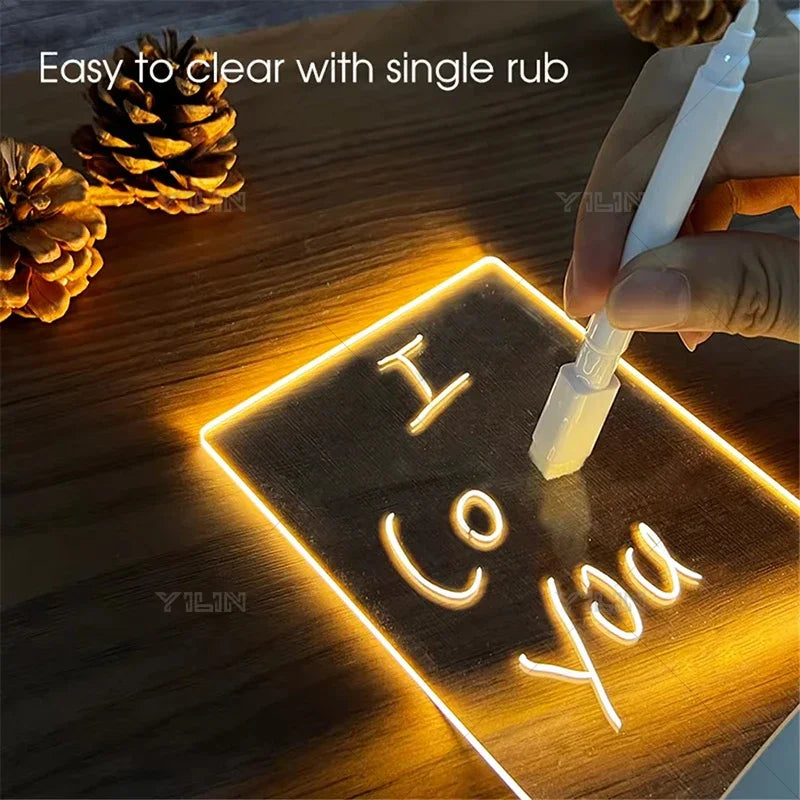 3D Handwriting Tablet Night Light Acrylic DIY Luminous Message Board Desk Lamp 3W Note Writing Board Light For Bedroom Bedside