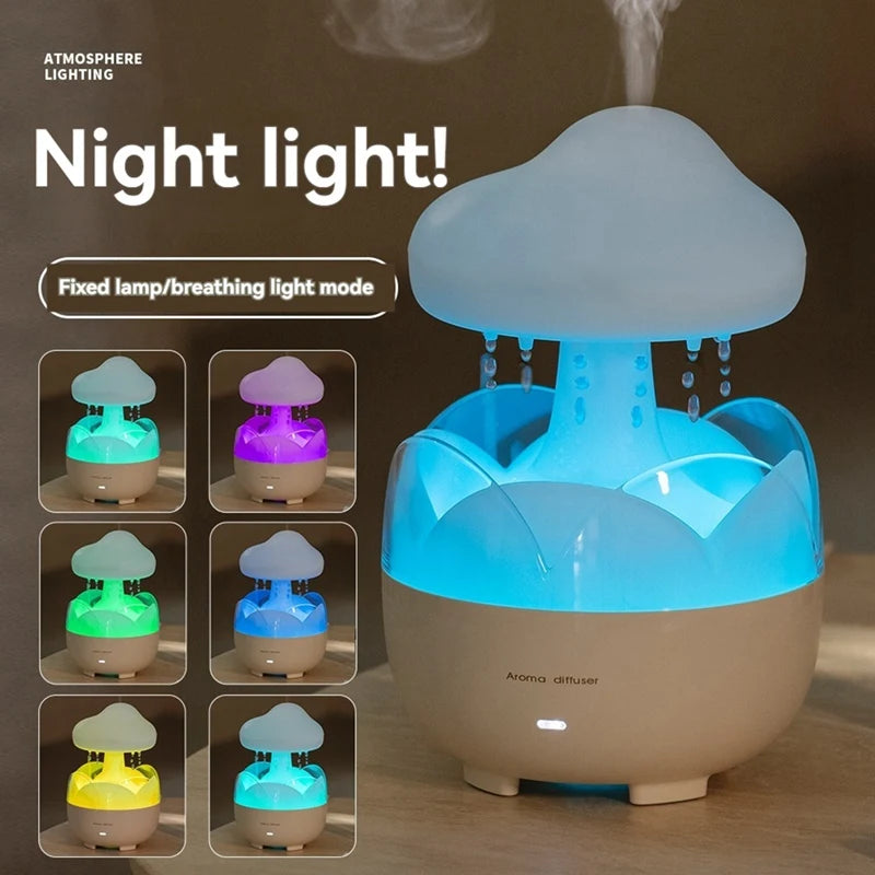 3 In 1 Rain Cloud Water Drip Humidifier With Remote Oil Diffusers Lamp Mushroom Humidifier For Bedroom