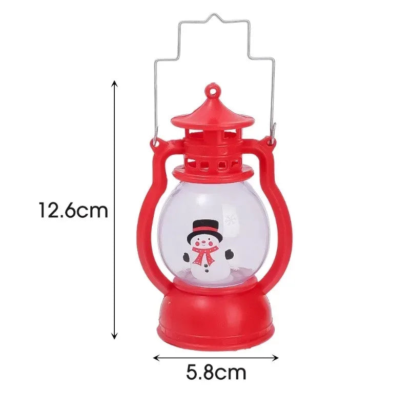 Christmas Small Oil Lamp Portable Santa Claus Snowman Lantern LED Night Light Hanging Ornaments Battery Operated New Year Gifts