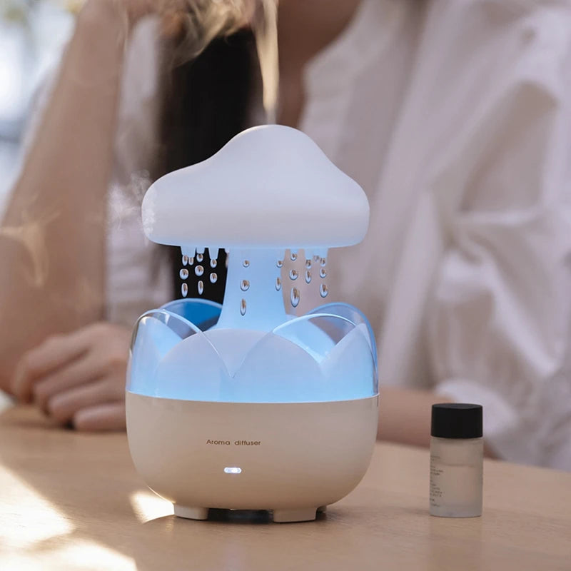 3 In 1 Rain Cloud Water Drip Humidifier With Remote Oil Diffusers Lamp Mushroom Humidifier For Bedroom