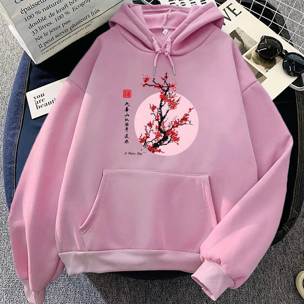 Dropshipping Customized Japanese Blossom Sakura Print Hoodie Casual Winter Hooded Pullovers Sudaderas Women/Men Clothing Flowers