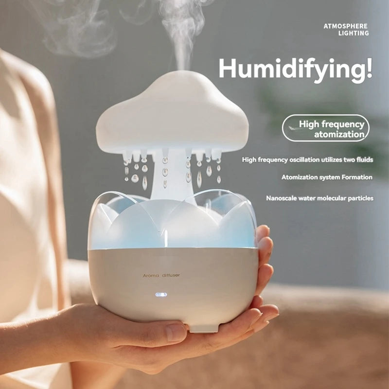 3 In 1 Rain Cloud Water Drip Humidifier With Remote Oil Diffusers Lamp Mushroom Humidifier For Bedroom