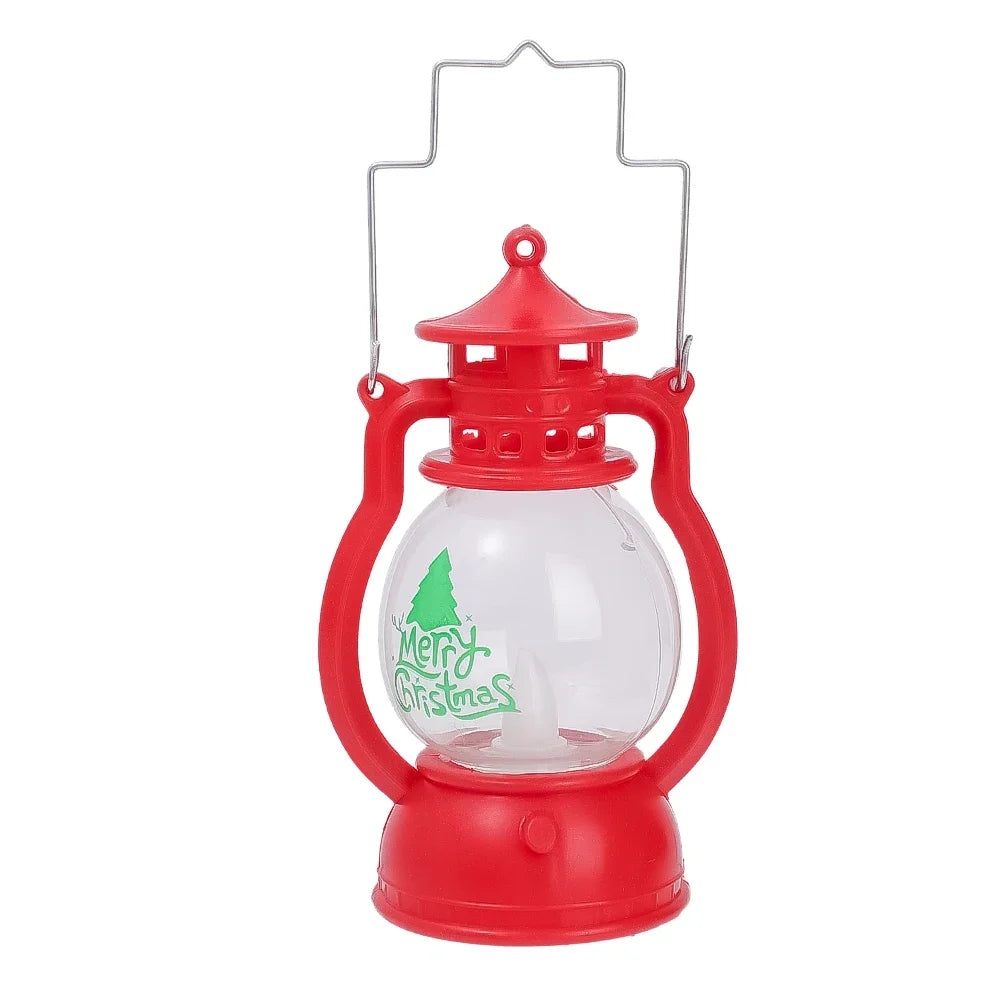 Christmas Small Oil Lamp Portable Santa Claus Snowman Lantern LED Night Light Hanging Ornaments Battery Operated New Year Gifts