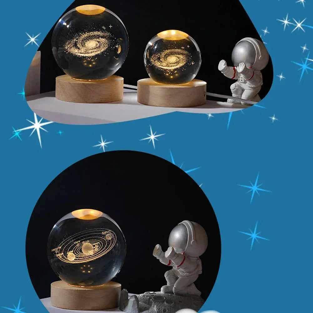 Unique 3D Crystal Ball Lamp with Galaxy and Planetary Projections USB Night Light for Cozy Atmosphere  plasma ball