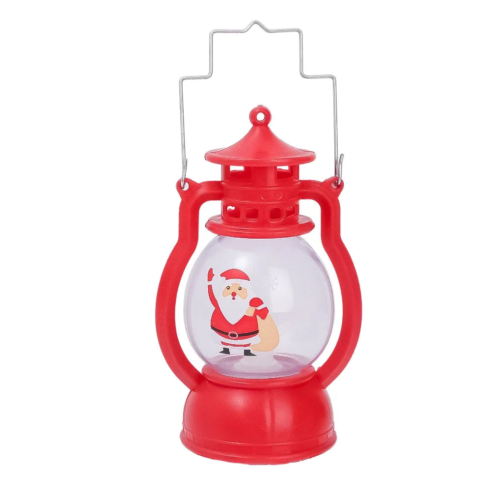 Christmas Small Oil Lamp Portable Santa Claus Snowman Lantern LED Night Light Hanging Ornaments Battery Operated New Year Gifts