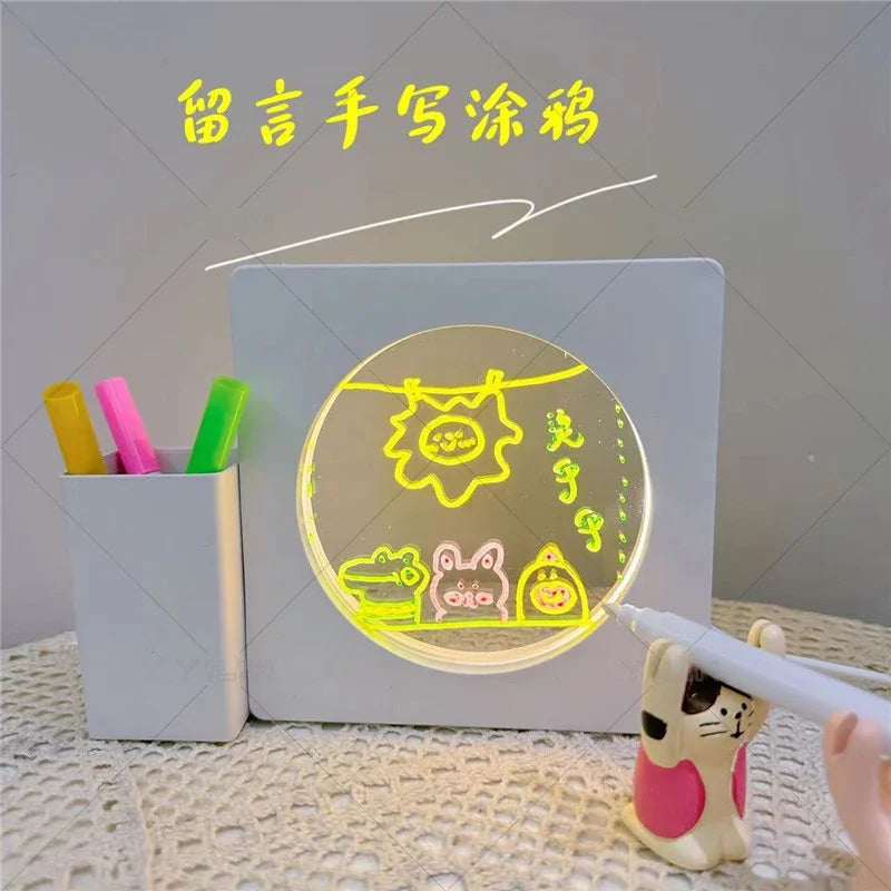 3D Handwriting Tablet Night Light Acrylic DIY Luminous Message Board Desk Lamp 3W Note Writing Board Light For Bedroom Bedside